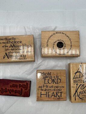 Vintage Wood Rubber Stamps Faith Heart Spiritual Religous
